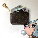 The Chickadee-Golden Cowhide Vintage Card Holder (Monogram Front)