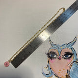 Pink LV Button Necklace - Gold-Filled Paperclip Chain
