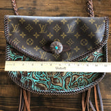 The Peacock Messenger - Vintage Monogram with Turquoise