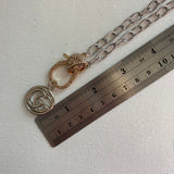 Silver GG Zipper Pull Necklace with fun Rose Gold Clasp