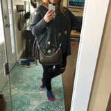 The Peacock - Vintage Monogram Hobo Crossbody - Silver Hardware