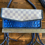 The Crane - Damier and Blue Vintage Crossbody Bag