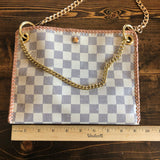 The Nuthatch - Vintage Damier Azur Shoulder Bag with Gold Crossbody Chain