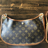 The Peacock - Vintage Monogram Hobo Crossbody - Vachetta and Brass