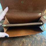 The Junco Wallet Crossbody - Vintage Monogram with Heart Chain