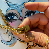 Key to My Heart Brass Padlock Necklace with GF Paperclip Chain