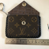 The Chickadee-Black/Turquoise Vintage Card Holder (Monogram Front)