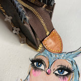 The Junco - Vintage Monogram in Black Wristlet