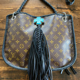 The XL Peacock - Black Monogram Hobo Crossbody - Silver Hardware