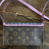 The Junco Crossbody Bag - Vintage Monogram in Pink w/Rose Gold Hardware