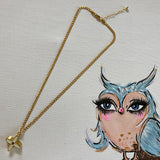 LV Cream Quatrefoil Charm Necklace - Gold Filled Curb Chain