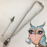 Key to My Heart Titanium Padlock Necklace with GF Cuban Link Chain