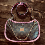 The Peacock - Vintage Monogram Hobo in Pink Crossbody