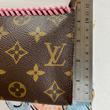 The Junco - Vintage Monogram in Pink Wristlet