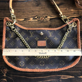 The Peacock - Vintage Monogram Hobo Crossbody - Vachetta and Brass
