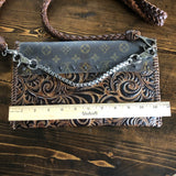 The Eagle - Monogram with Brown/Black Swirl Vintage Crossbody/Clutch Bag