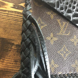 The Fringed Wren - Black Vintage Wristlet/Crossbody/Clutch Bag in Monogram