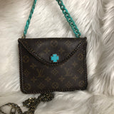 Kathy's Special Falcon - Turquoise Monogram Wristlet/Crossbody/Clutch with back pocket