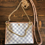 The Nuthatch - Vintage Damier Azur Shoulder Bag with Gold Crossbody Chain
