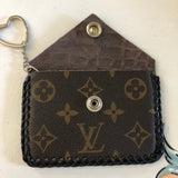 The Chickadee-Black/Turquoise Vintage Card Holder (Monogram Front)