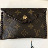 The Cardinal - Red inside Vintage Monogram Card Holder/Wallet/Keychain