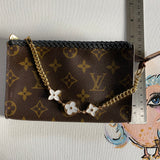 The Junco - Vintage Monogram in Black Wristlet
