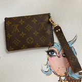 The Cardinal - Monogram Card Holder/Wallet/Wristlet in Chocolate