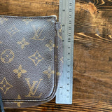 The Junco - Black Fringe Vintage Monogram Wristlet Bag