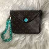 Kathy's Special Falcon - Turquoise Monogram Wristlet/Crossbody/Clutch with back pocket
