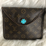 Kathy's Special Falcon - Turquoise Monogram Wristlet/Crossbody/Clutch with back pocket