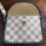 The Baby Falcon - Damier Azur Card Holder/Wristlet with Navy