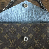 The Fringed Wren - Black Vintage Wristlet/Crossbody/Clutch Bag in Monogram