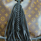 The XL Peacock - Black Monogram Hobo Crossbody - Silver Hardware