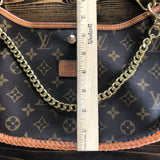 The Peacock - Vintage Monogram Hobo Crossbody - Vachetta and Brass