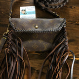 The Wren - Full Monogram Fringed Vintage Wristlet/Crossbody/Clutch