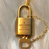 Upcycled Brass Padlock & Key Necklace with Paperclip Chain