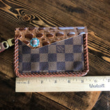 The Chickadee - Caramel Damier Vintage Card Holder