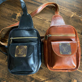 The Stork - Italian Leather Sling Bag with LV Monogram Embellishment