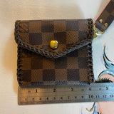 The Mini Cardinal - Damier and Red inside Vintage Card Holder/Wallet/Keychain