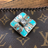 The Peacock - Vintage Monogram Hobo Crossbody - Silver Hardware