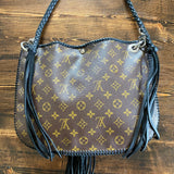 The XL Peacock - Black Monogram Hobo Crossbody - Silver Hardware
