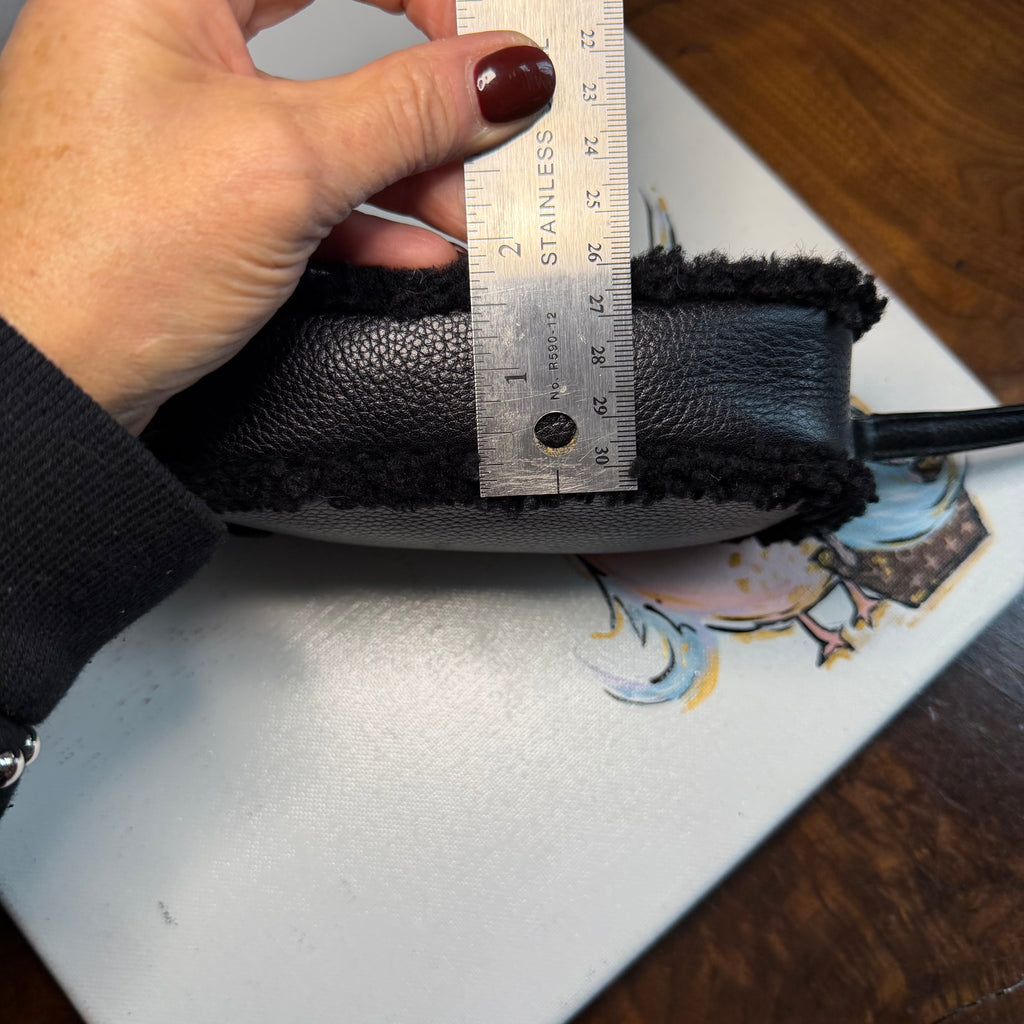 The Junco Crossbody - Black Shearling Leather Coach