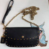 The Junco Crossbody/Wristlet - Black Leather Coach