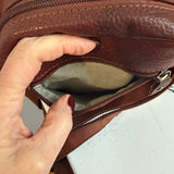 Cognac Leather Messenger Bag with LV Monogram Patch