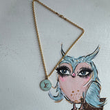 Turquoise LV Trunks & Bags Zipper Pull on Gold-Filled Chain