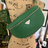 Green Leather Prada Tag Sling/Fanny Pack Bag (larger)