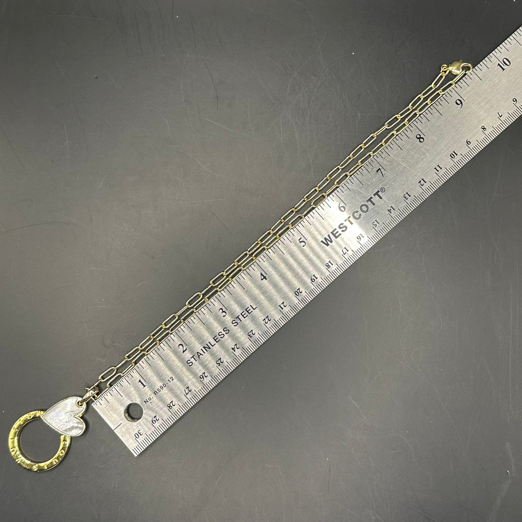 Repurposed LV Keyring with Pearl Heart Charm Necklace