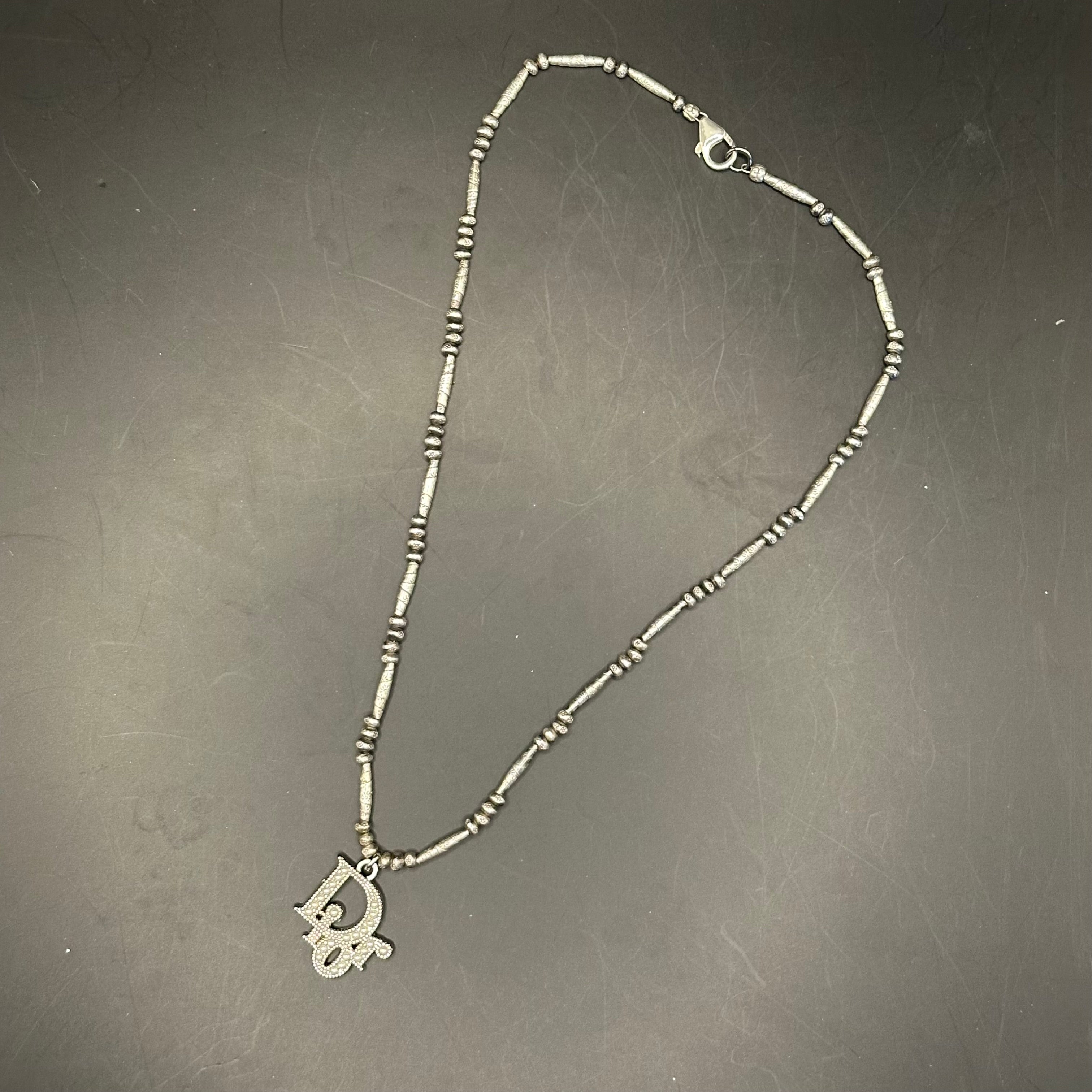 Dior Pendant on Sterling Silver Bali Beaded Necklace