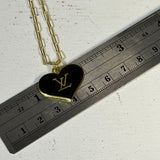 I Heart LV Necklace in Black/Gold on GF Paperclip Chain