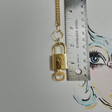 Key to My Heart Necklace - Upcycled LV Padlock on Gold-Filled Chain with Blingy Circle
